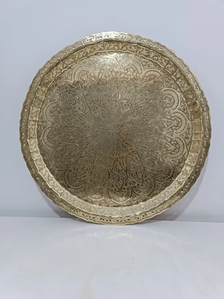 Table Siniya traditionnelle circulaire en cuivre