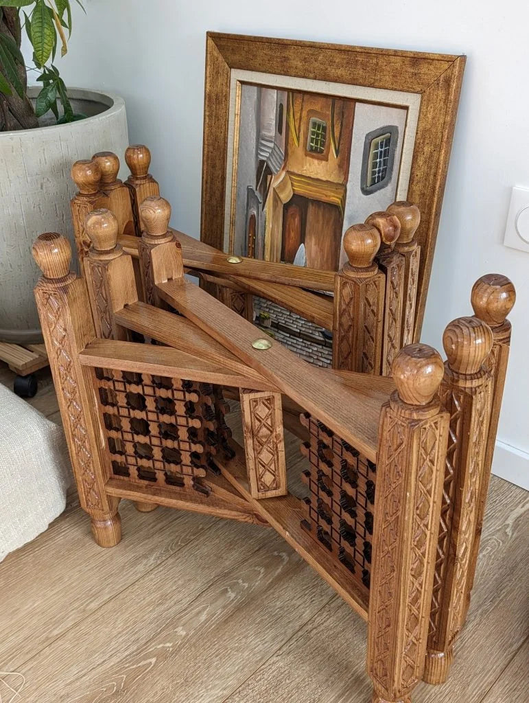 Table Siniya traditionnelle circulaire en cuivre
