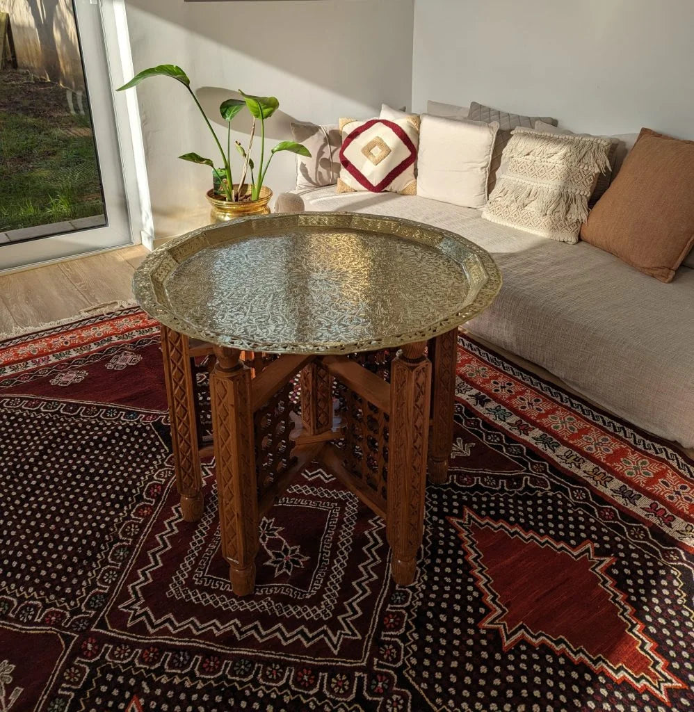 Table Siniya traditionnelle circulaire en cuivre